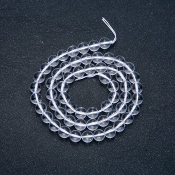 Mărgele din cristal de munte, pe șnur, netede, diametru de 6 mm, lungime de 38 cm