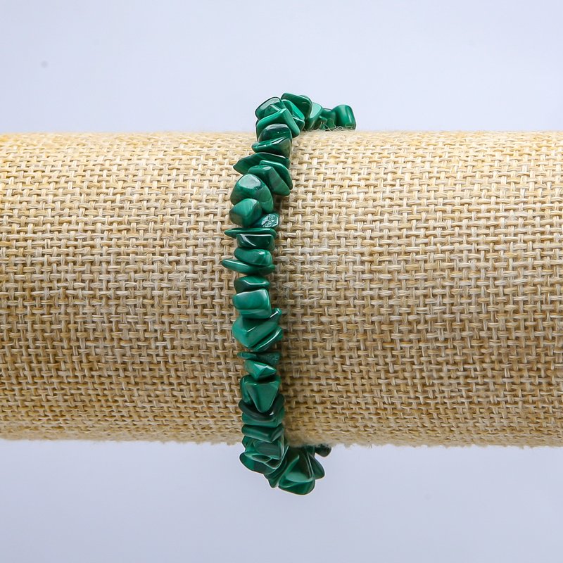 Brățară din malahit pe elastic, granule, diametru 7 mm, lungime 18 cm