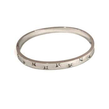 Brățară Xuping rodiu cu cristale albe, grosime 6 mm + -, diametrul 64×53 cm +