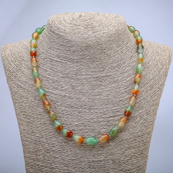 Colier din agată braziliană, mărgele în formă de baril, diametrul 8×12 mm, lungime 45 cm