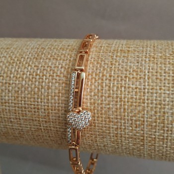 Brățară Xuping placare cu aur 18K și strasuri albe, lungime 17-19 cm, grosime 4 mm +