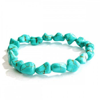 Brățară elastică din turcoaz verde cu vene de textură ciocănită