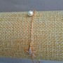 Brățară Xuping cu placare aur 18K, cu cristale albe și mărgea centrală, lungime 17–20 cm, grosime 1,2 mm +