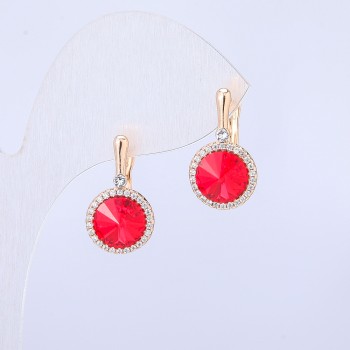 Cercei Xuping placare cu aur 18K, cu cristale Swarovski și strasuri albe, diametrul 19x10 mm +