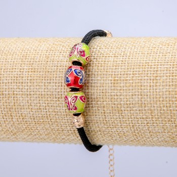 Brățară Xuping placare cu aur 18K cu mărgele în formă de fluturi pe șnur, grosime 3 mm +/- , diametru 10 mm +/- , lungime 18-22 cm +/-