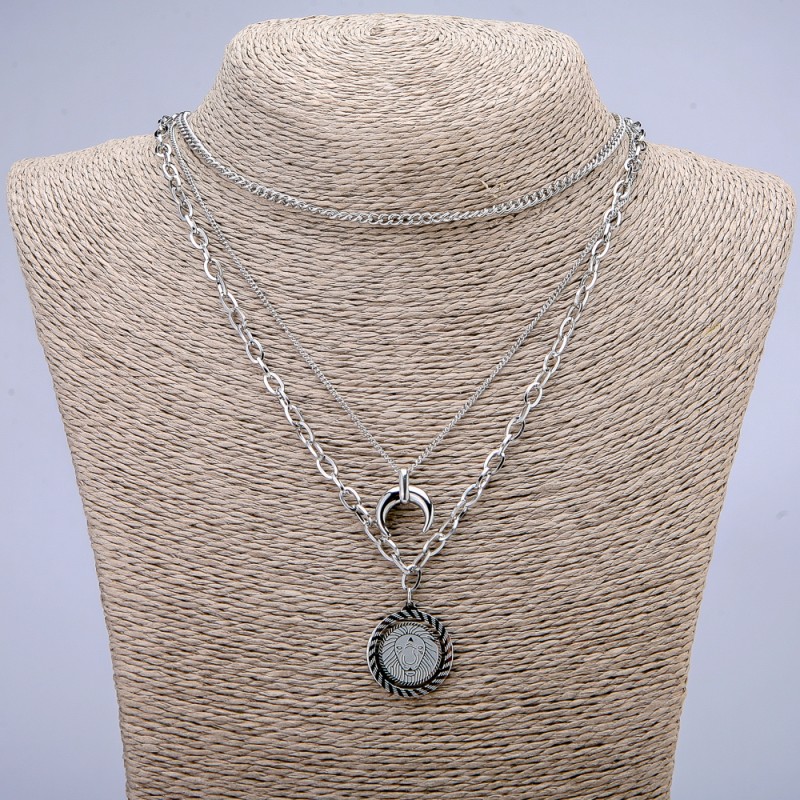 Lănțișor Xuping cu pandantive rodiu, grosime 4 mm +/-, 3 mm +/- și 1,4 mm +/- L (max) - 52 cm +