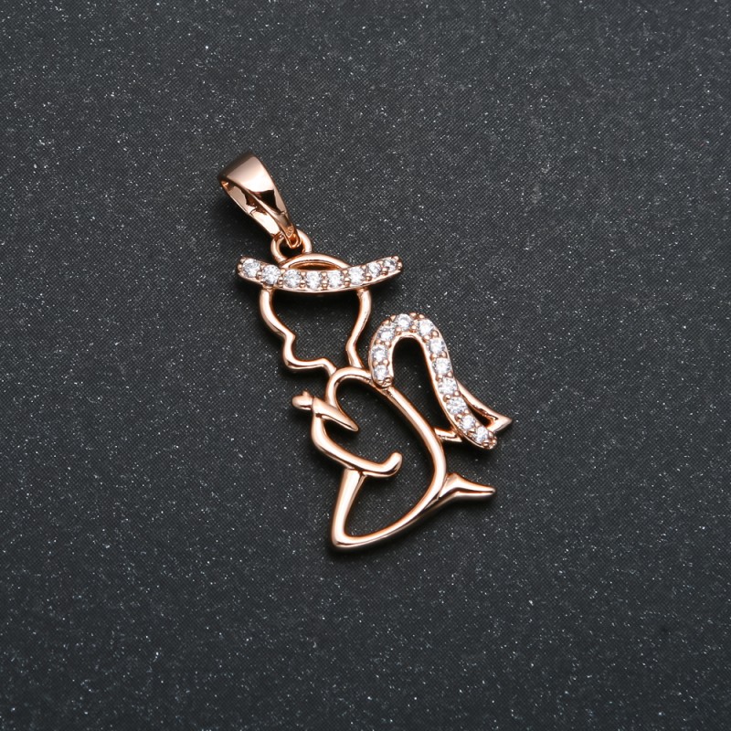 Pandantiv Xuping placare cu aur 18K, Înger cu cristale albe, diametrul 27×14 mm +