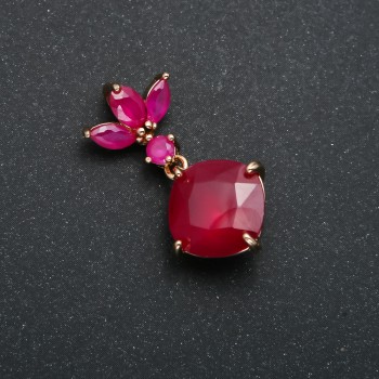 Pandantiv Xuping placat cu aur 18K, cu cristale de culoare zmeură, diametrul 32×15 mm +