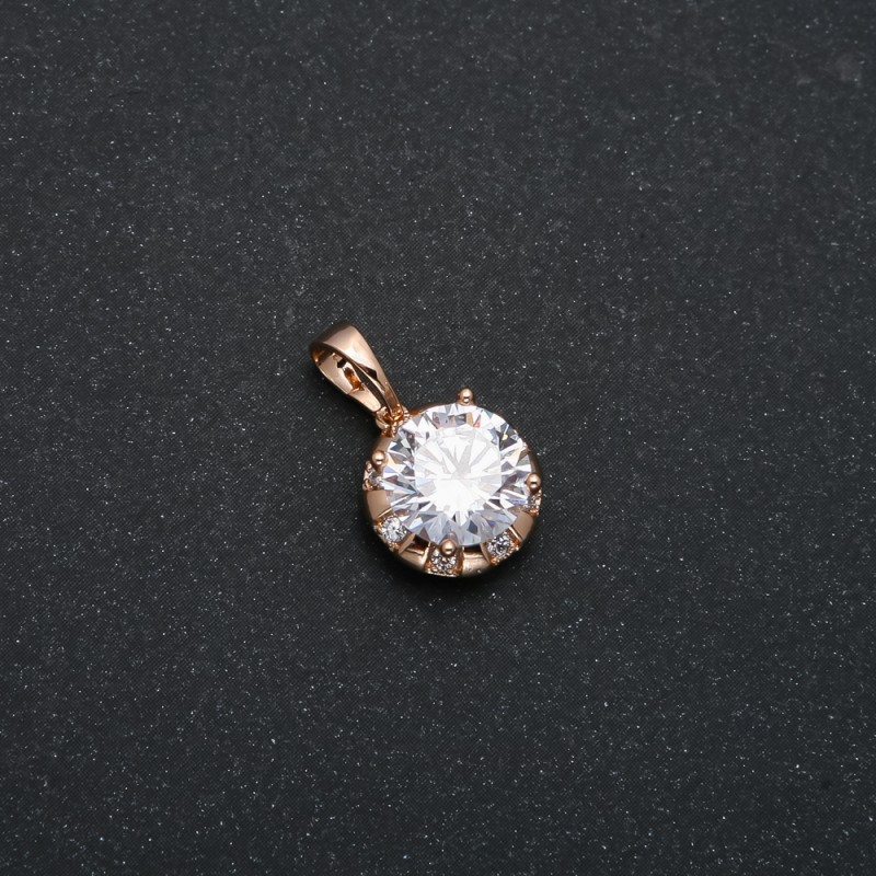 Pandantiv Xuping placat cu aur 18K, cu cristal alb și strasuri albe, diametrul 18x12 mm+
