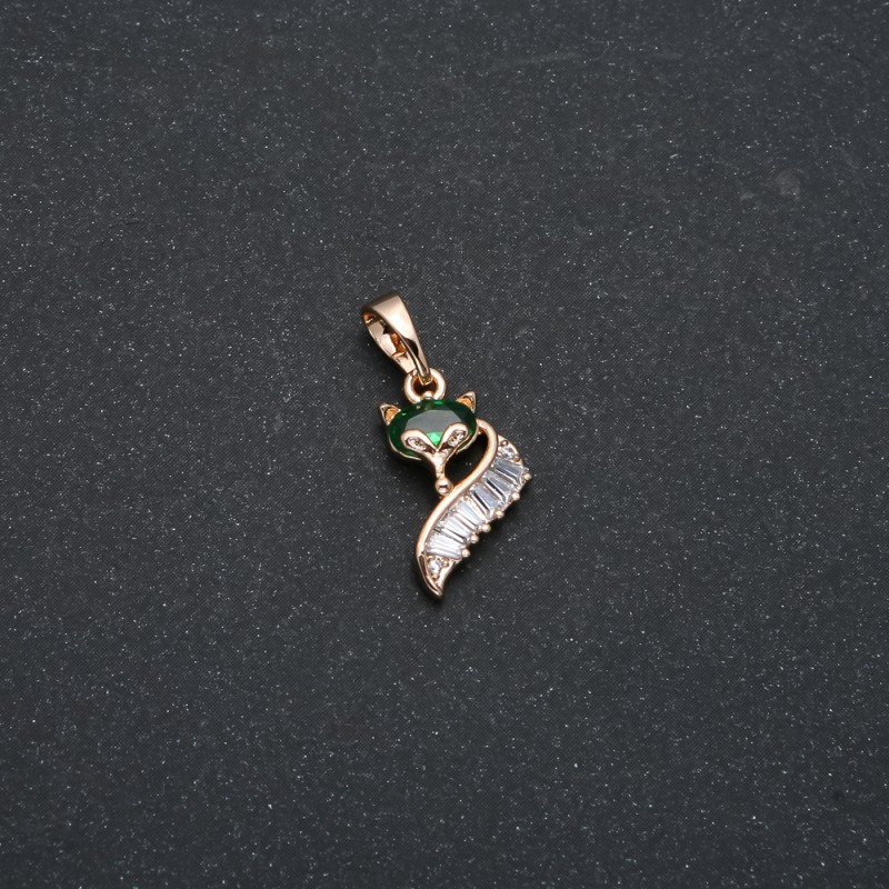Pandantiv Xuping cu aur placat 18K, cu cristal alb și verde, diametrul 20x10 mm +