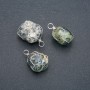 Pandantiv în înfășurare argintie din jasper oceanic natural, diametrul 32×22 mm+