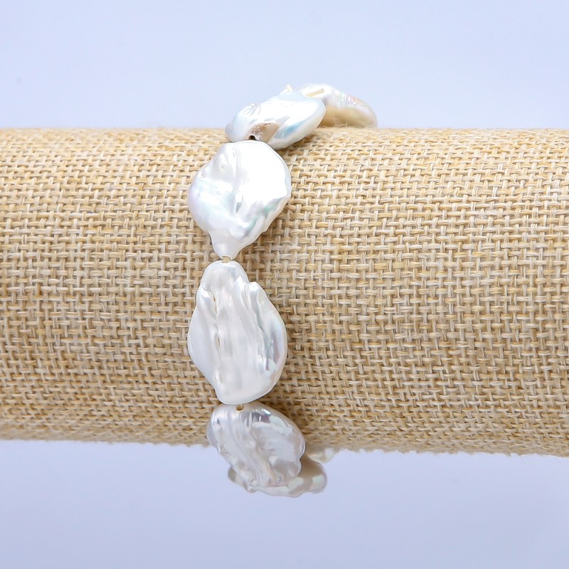 Brățară elastică din perle baroce, diametrul 22×15 mm, lungime 18 cm