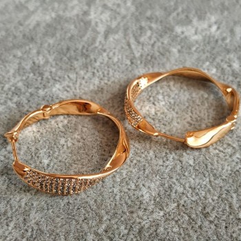 Cercei-inel Xuping cu placare aur 18K și cristale albe