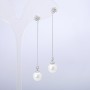 Cercei Xuping cu rodiu, știft cu mărgea albă și strasuri albe, diametrul 8,8 mm, lungimea 60 mm ±