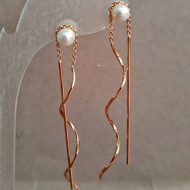 Cercei Xuping placare cu aur 18K, cu perlă Mallorca, lungime 60 mm +