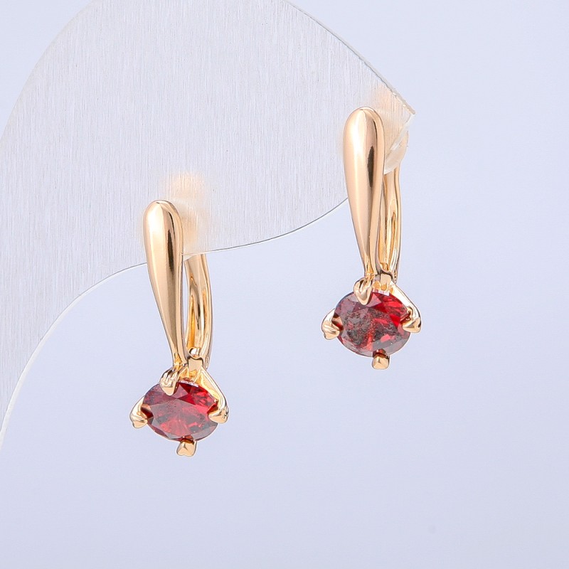 Cercei Xuping cu placare aur 18K, cristal roșu, diametrul 22x8 mm +