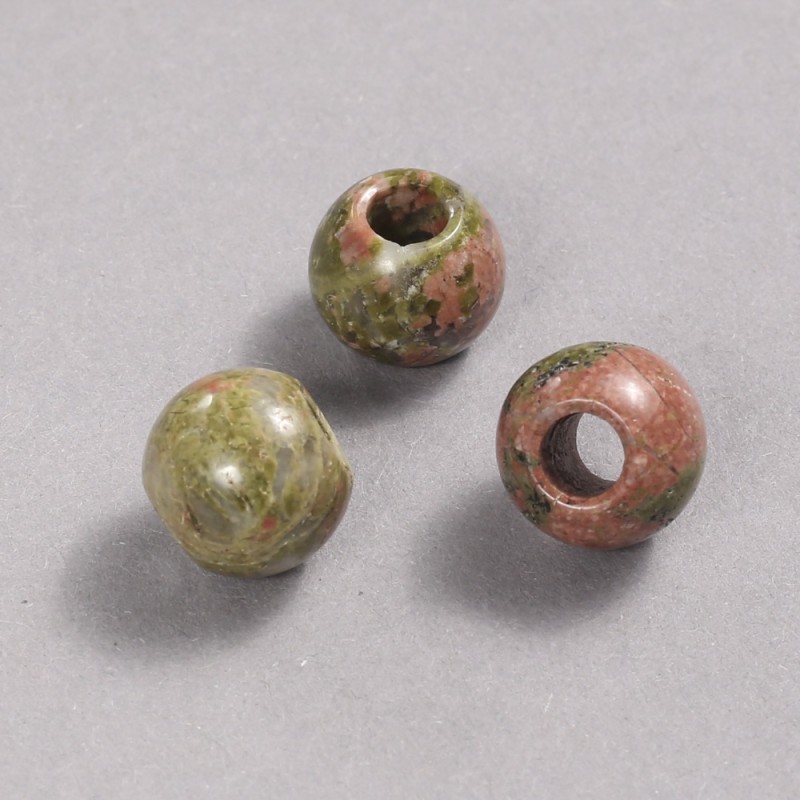 Mărgea Pandora din jasp Unakit, 12×10 mm, diametrul găurii de 5 mm +