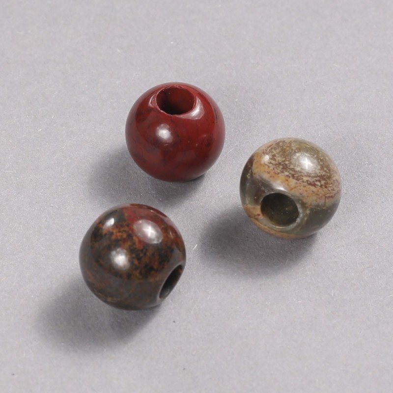 Mărga Pandora din jasp roșu, piatră naturală, 14x12 mm + -, diametrul găurii de aproximativ 5,5 mm +