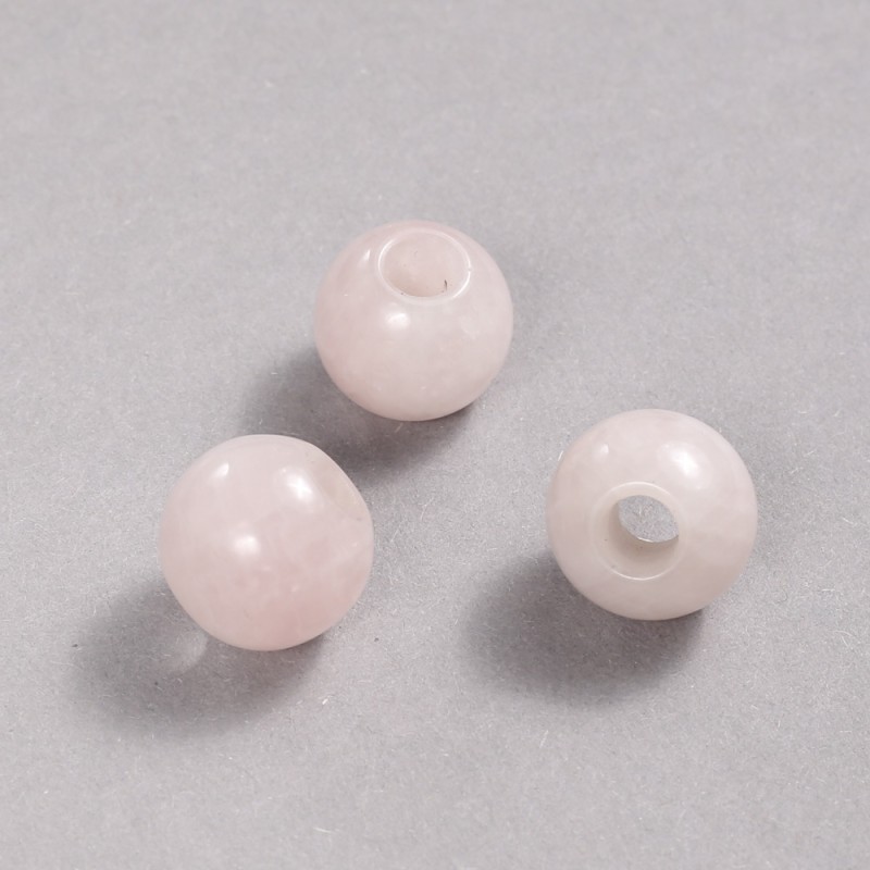 Mărgea Pandora din piatră naturală, cuarț roz, 16x14 mm, diametrul găurii 5,5 mm