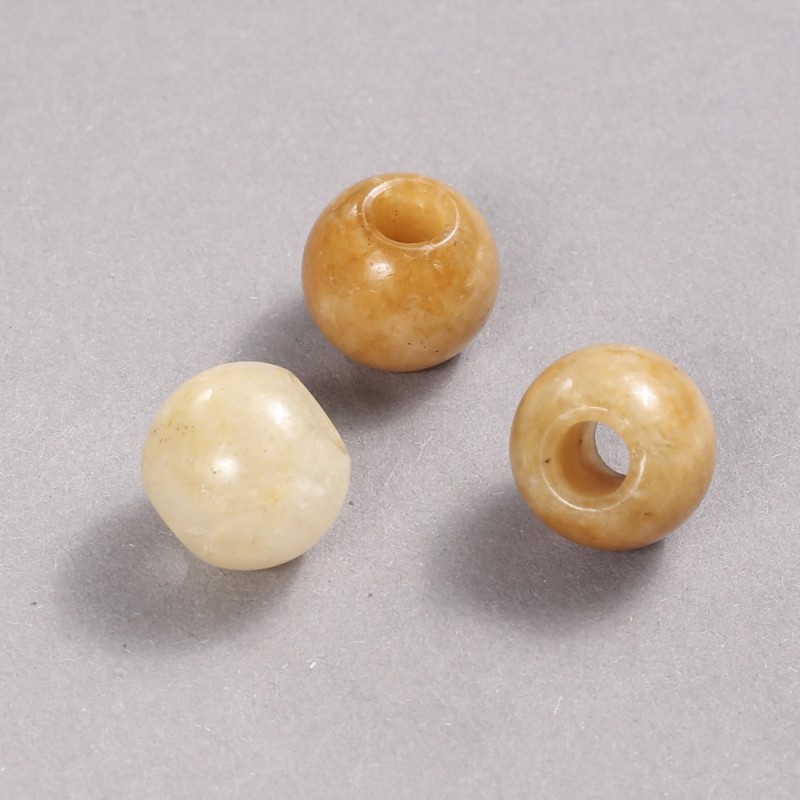 Mărgea Pandora din agată galbenă, piatră naturală, 16x14 mm, diametrul găurii 5,5 mm