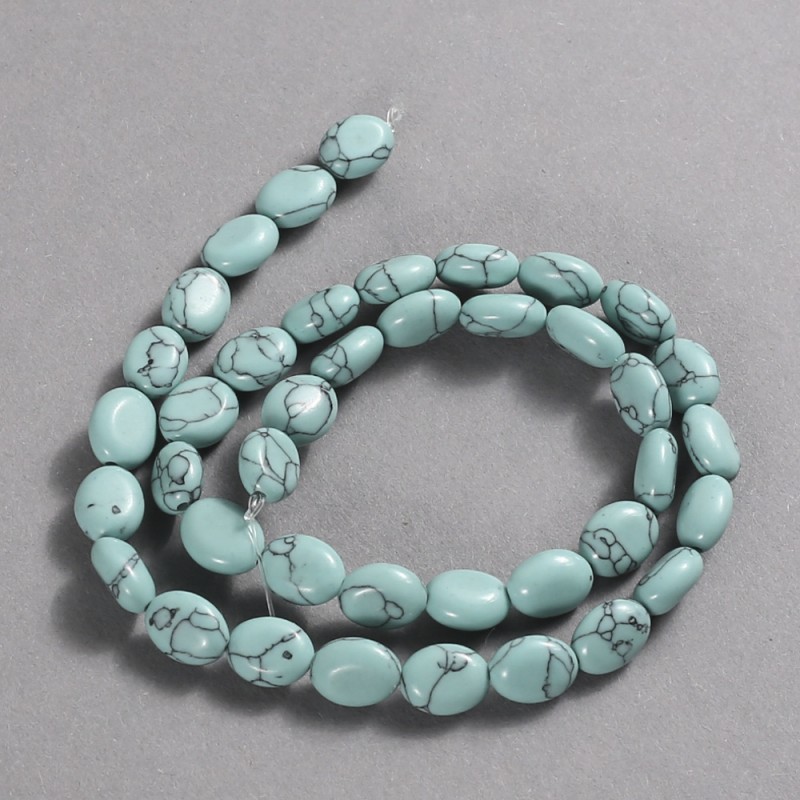 Mărgele turcoaz, oval neted, diametrul 10×8mm + -, lungime 39 cm +