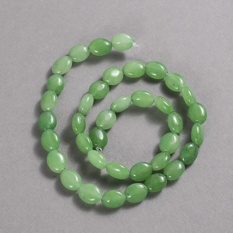 Mărgele pe șnur din crizoprază naturală, oval neted, diametrul 10×8 mm, lungime 39 cm