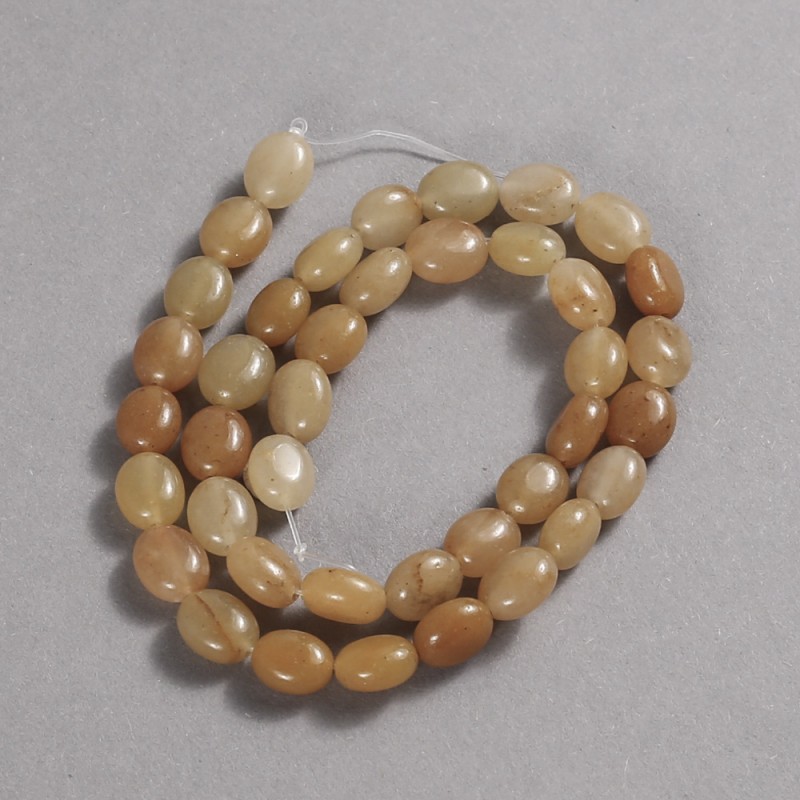 Mărgele pe șnur, din piatră naturală – agat galben, ovale netede, diametrul 10×8 mm, lungime 39 cm (+/-)
