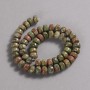 Mărgele pe șnur din piatră naturală: jasper, heliotrop și unakit, rondel neted, diametrul 9x7 mm + -, lungimea 39 cm +