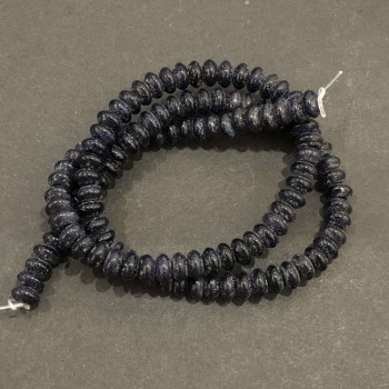 Mărgele pe șnur Aventurin albastru nisipiu Noaptea Cairo — rondel neted, diametrul 6×3 mm, lungime 39 cm +