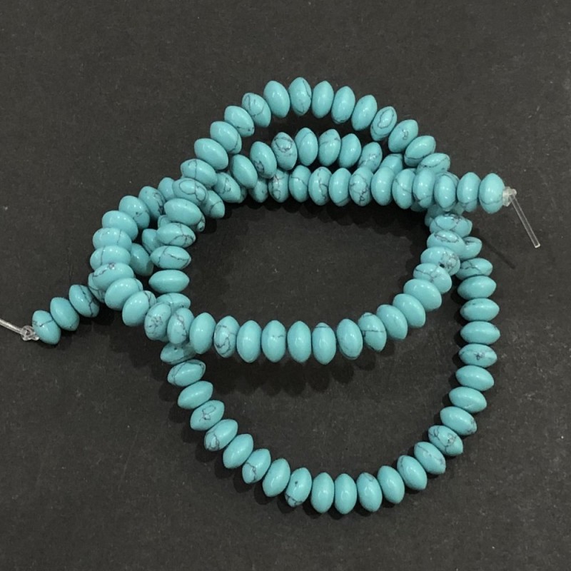 Mărgele turcoaz rondel neted, 6×3 mm + -, lungime 39 cm +