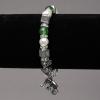 Brățară pe elastic cu perle de râu și chrysoprase, insertii argintii, strasuri și pandantive, diametrul 8 mm ±, lungimea 18 cm ±
