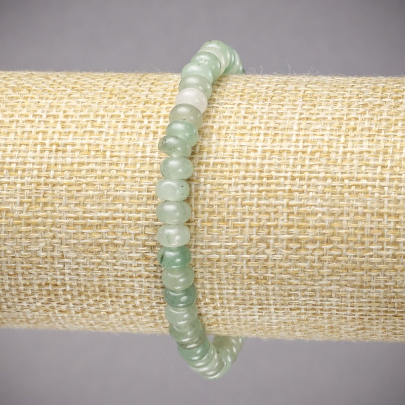 Brățară pe elastic din piatră naturală nefrit, rondel neted, diametrul 6×4 mm, lungime 18 cm