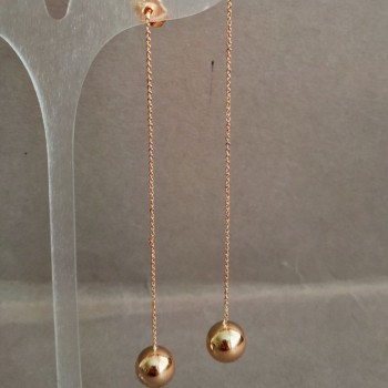 Cercei cu știft bile Xuping placare cu aur 18K, diametrul 10 mm, lungime 10 cm