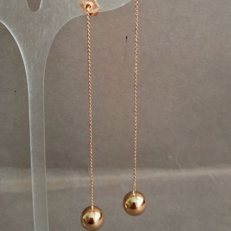 Cercei cu știft bile Xuping placare cu aur 18K, diametrul 10 mm, lungime 10 cm