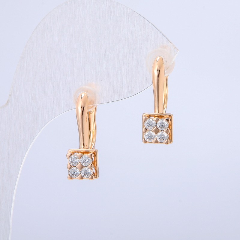 Cercei Xuping placare 18K cu cristale albe, diametrul 18x8 mm +