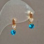 Cercei Xuping placare cu aur 18K cu cristale albe și cristal albastru, diametrul 16x5 mm +