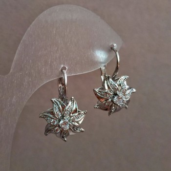 Cercei Xuping rodiu cu strasuri albe, diametrul 20x15 mm +