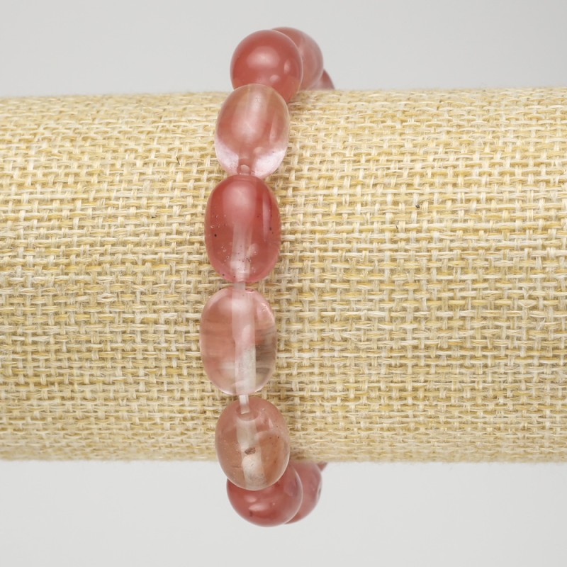 Brățară pe elastic din calcedon natural, formă de butoi, diametrul 10×14 mm+