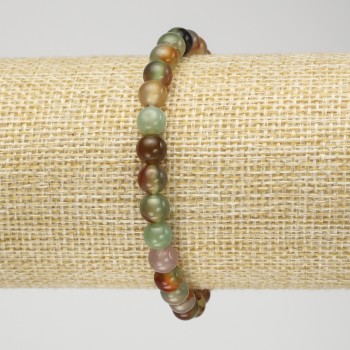 Brățară elastică din agat brazilian, bile netede, diametru 6 mm, lungime 18 cm+