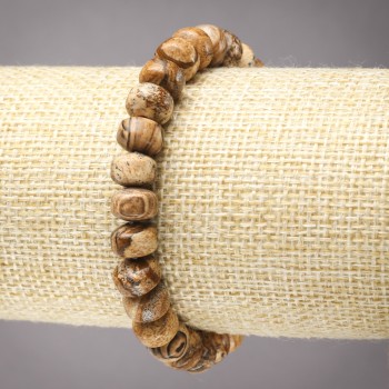 Brățară pe elastic din jasper peisaj, rondel neted, diametrul 9×7 mm+