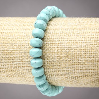 Brățară elastică din turcoaz, rondel neted, diametrul 9x7 mm+