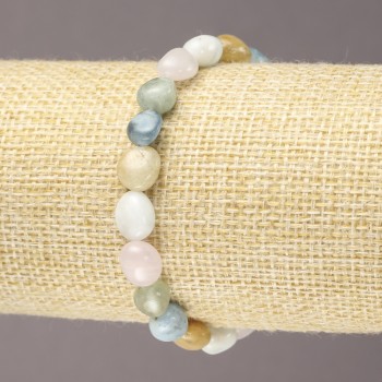 Brățară elastică din piatră naturală Morganit, cu fațete, diametrul 7×9 mm (±)