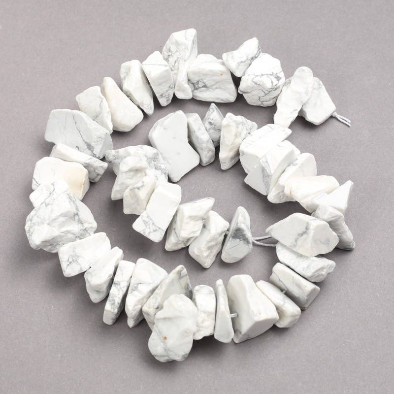 Mărgele din kaolin brut pe șnur, fațetate, diametru aproximativ 15×25 mm, lungime aproximativ 42 cm