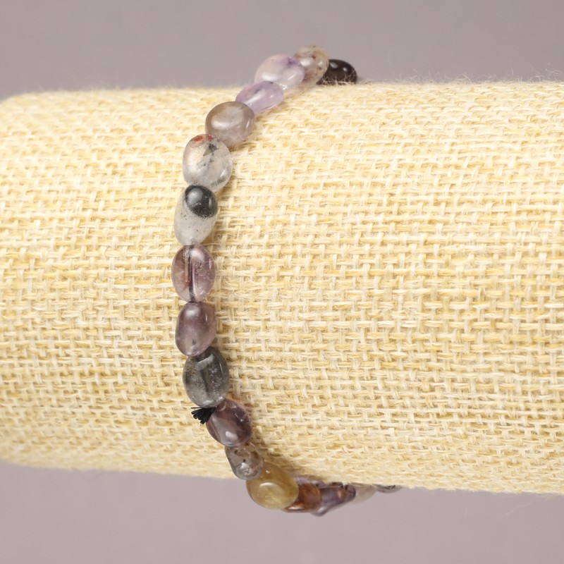 Brățară elastică din piatră naturală ametrin, fațetată, diametru 7x5 mm