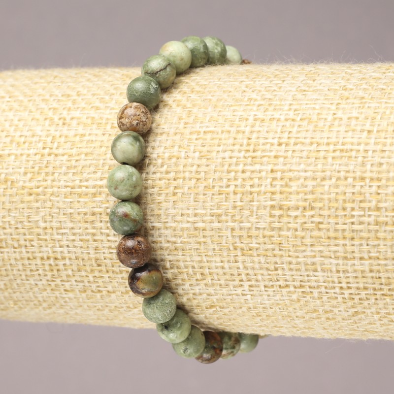 Brățară elastică din jasper verde, mărgele netede, diametru 6 mm+