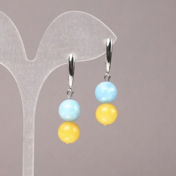 Cercei din piatră naturală acvamarin și citrin, diametrul de aproximativ 10 mm, lungimea de aproximativ 40 mm