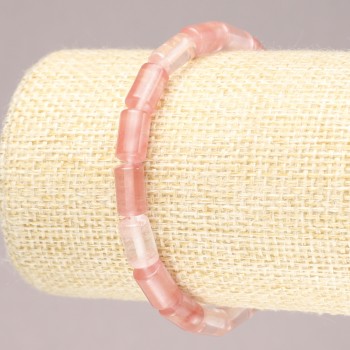 Brățară pe elastic din calcedon natural, cilindru neted, diametrul 10×6 mm