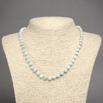 Colier din piatră naturală Larimar, mărgele sferice lucioase, diametrul 6 mm, lungime 45 cm