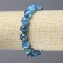Brățară elastică din agată albastră, mărgele lucioase, diametrul de 10 mm+