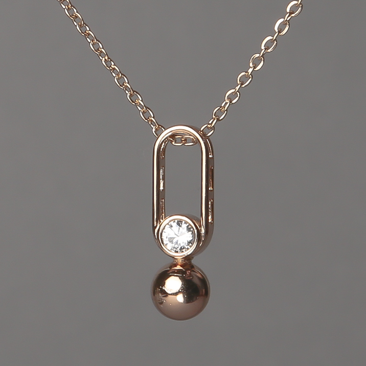 Lanț placat cu aur 18K Xuping cu pandantiv din cristal alb, 23x7 mm, grosime 1,6 mm, lungime 45-50 cm